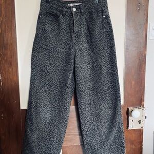Leopard Print Wide-Leg ankle-length Jeans